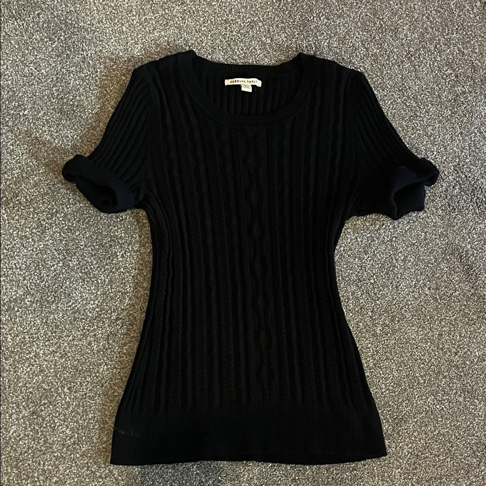 Carolyn Taylor Black Cable Knit Sweater